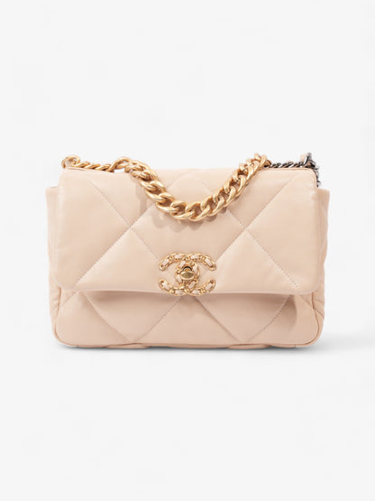 Chanel 19 Flap Beige Lambskin Leather Medium