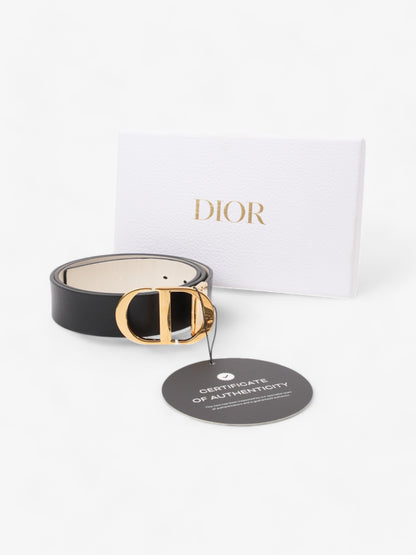 Christian Dior 30 Montaigne Reversible Belt White / Black / Gold Leather 106cm