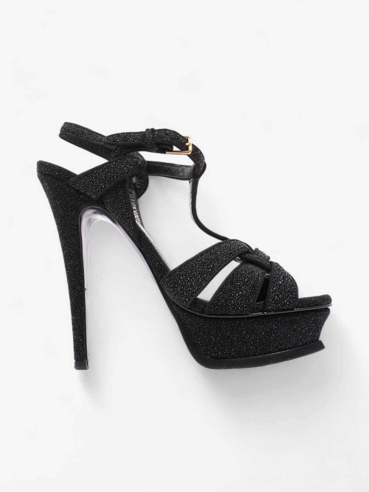 Saint Laurent Tribute Platform Heels 110mm Black Glitter EU 37.5 UK 4.5