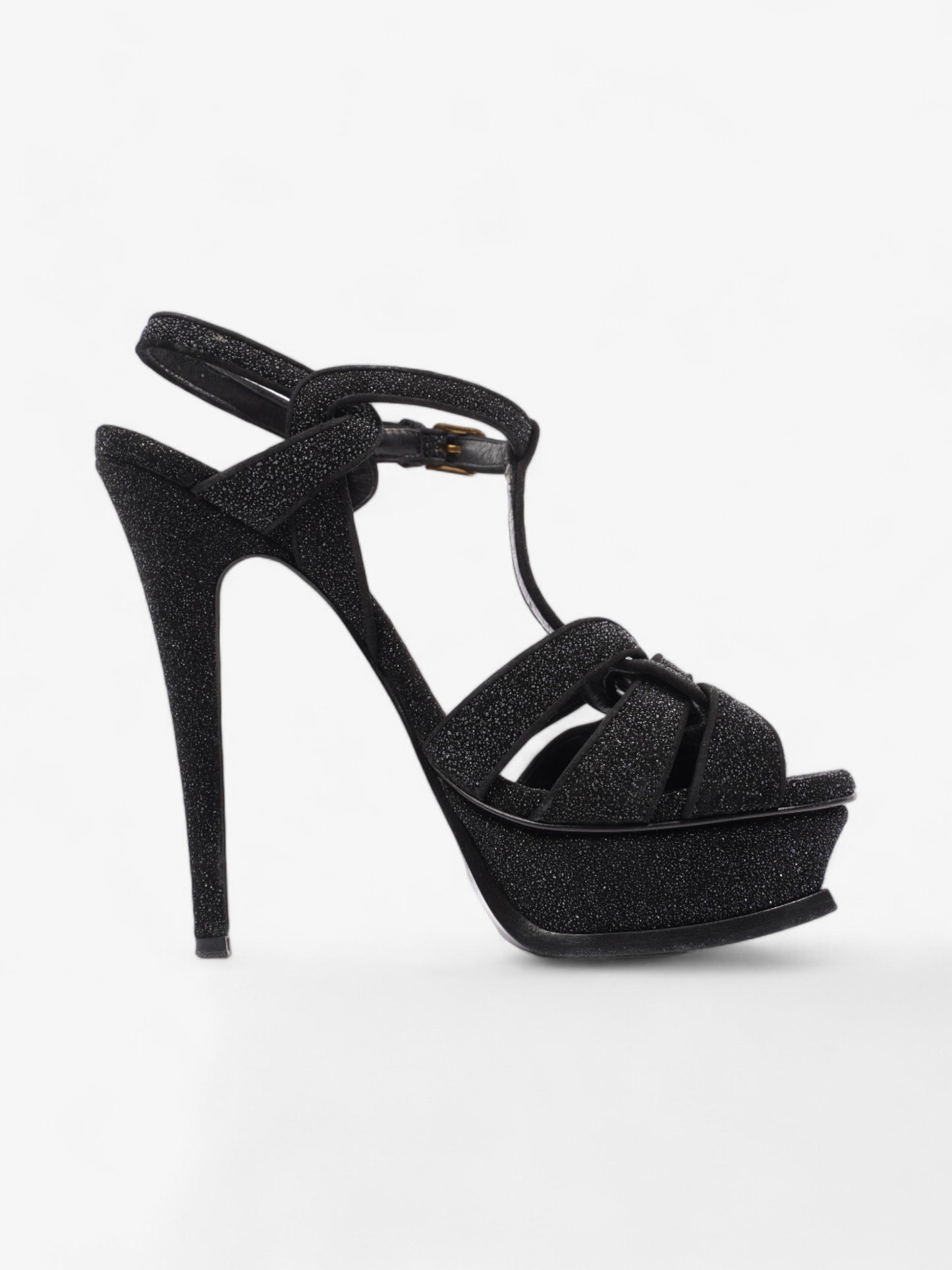 Saint Laurent Tribute Platform Heels 110mm Black Glitter EU 37.5 UK 4.5