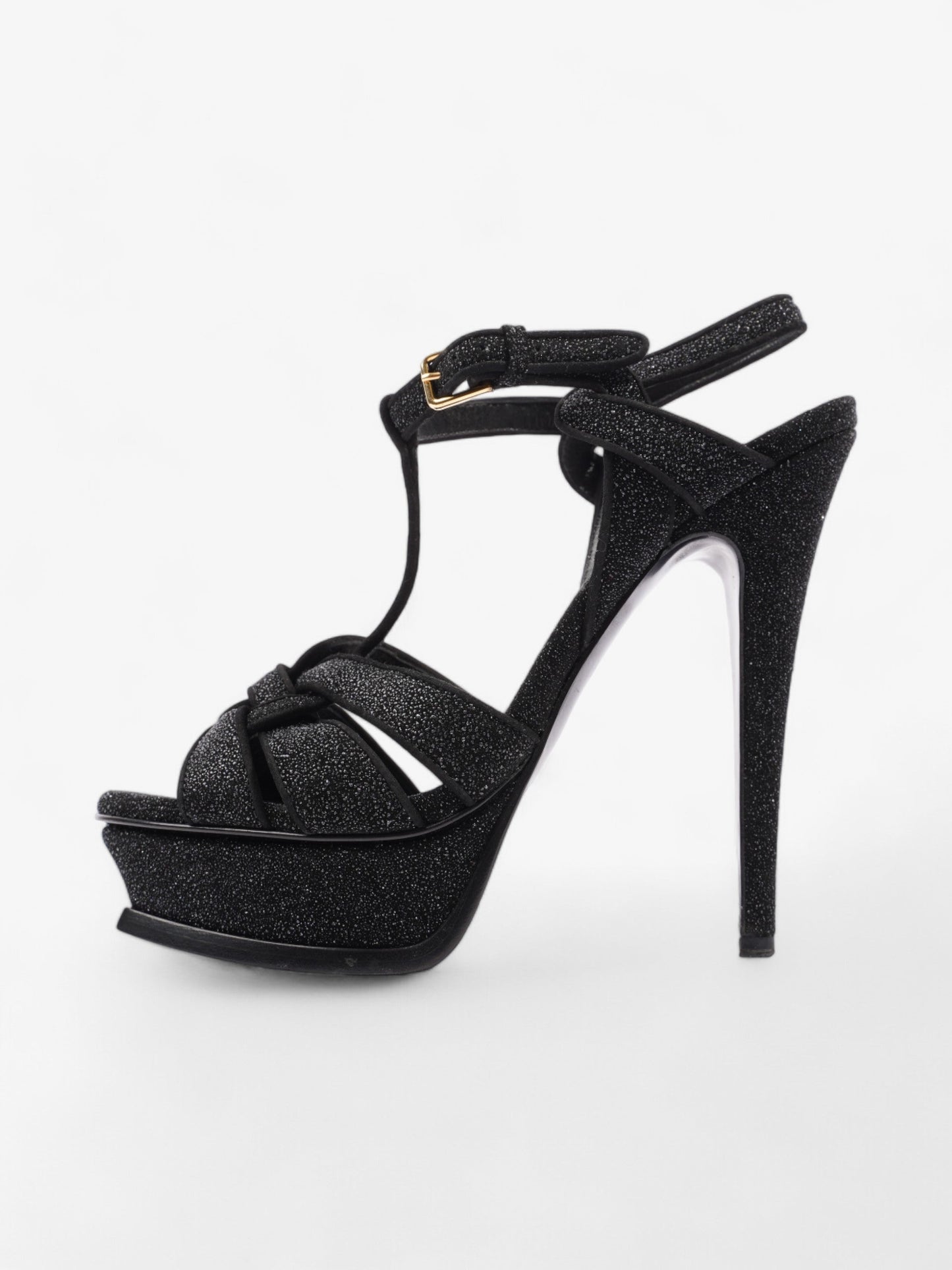 Saint Laurent Tribute Platform Heels 110mm Black Glitter EU 37.5 UK 4.5