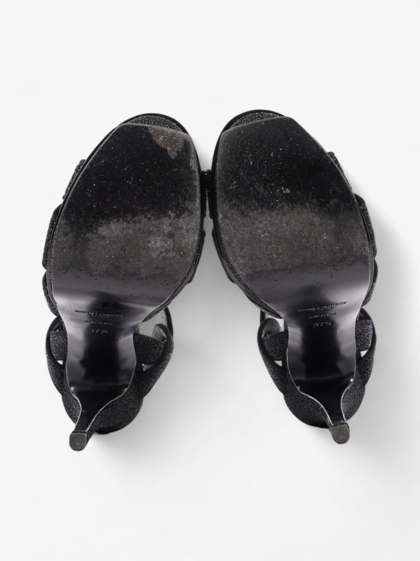 Saint Laurent Tribute Platform Heels 110mm Black Glitter EU 37.5 UK 4.5