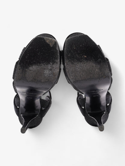 Saint Laurent Tribute Platform Heels 110mm Black Glitter EU 37.5 UK 4.5