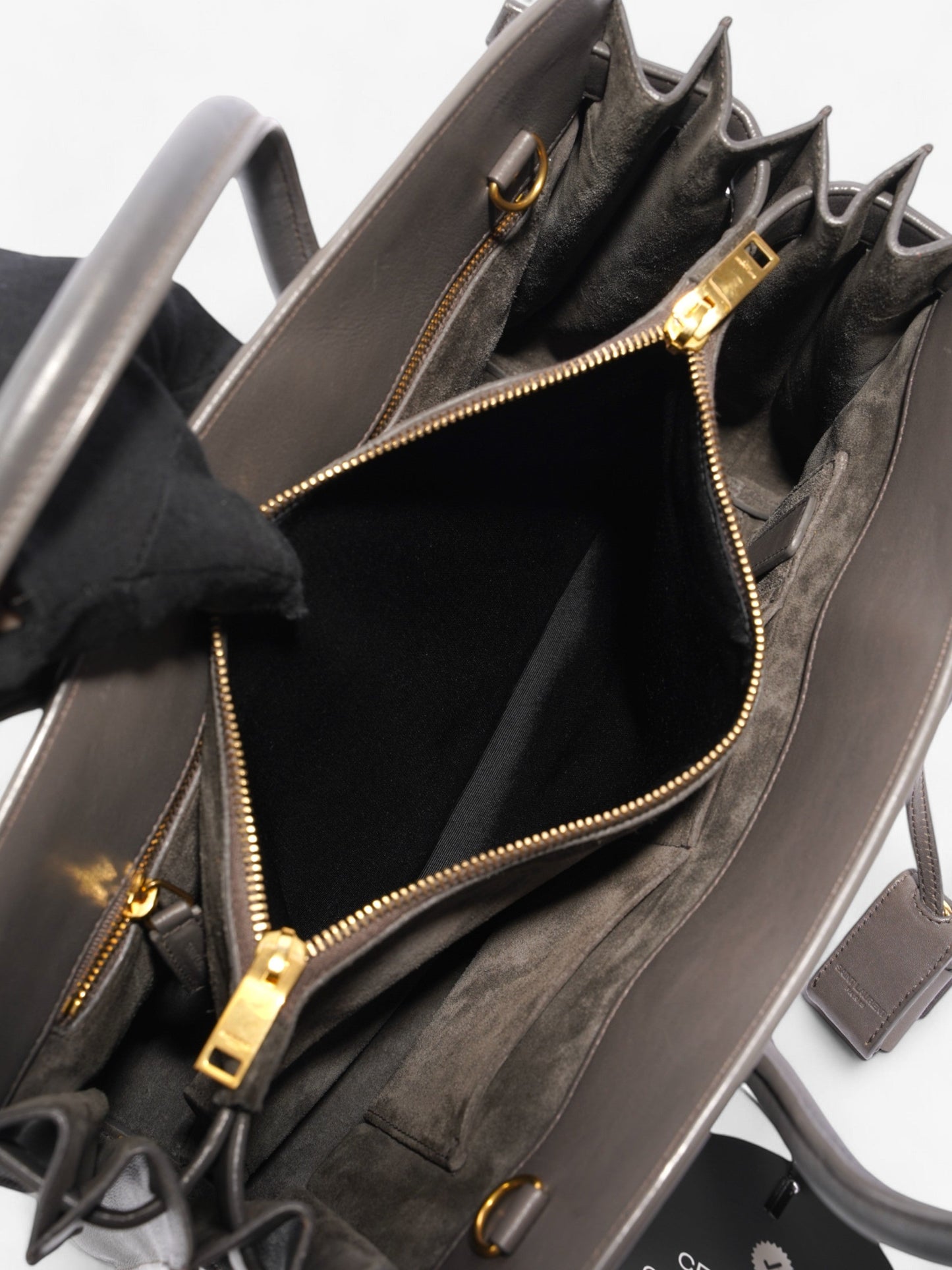 Saint Laurent Sac De Jour Grey Lambskin Leather Small