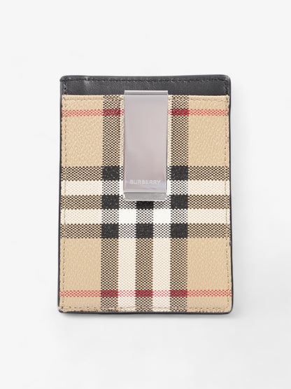 Burberry Chase Card Holder with Money Clip Archive Beige Polyurethane