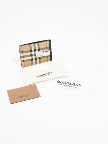Burberry Chase Card Holder with Money Clip Archive Beige Polyurethane