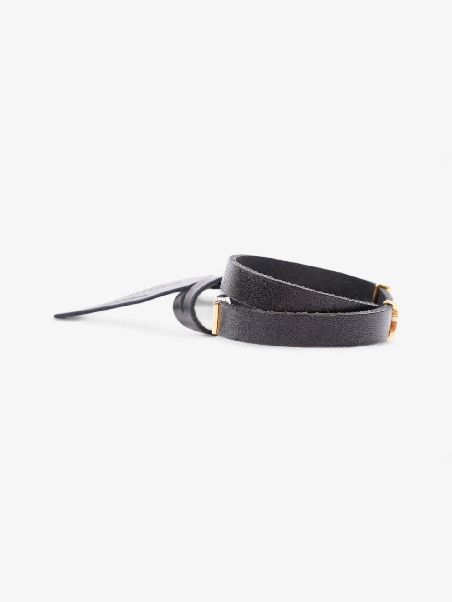 Saint Laurent Cassandre Double Wrap Bracelet Black / Gold Calfskin Leather