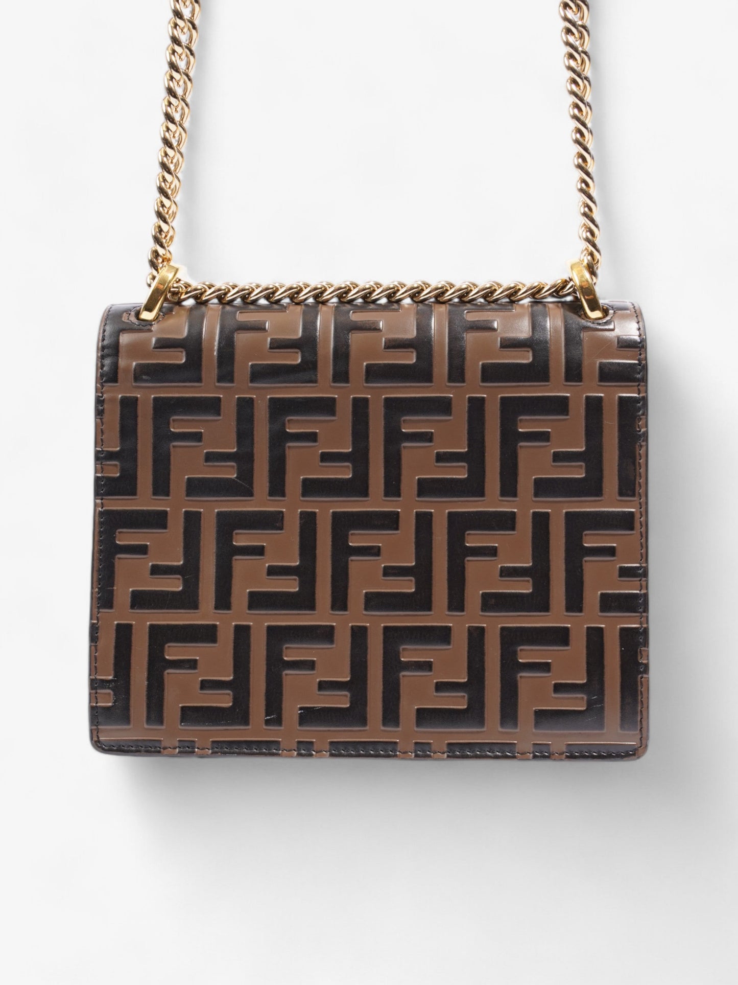 Fendi Kan U Tobacco / Zucca Embossed Leather Small