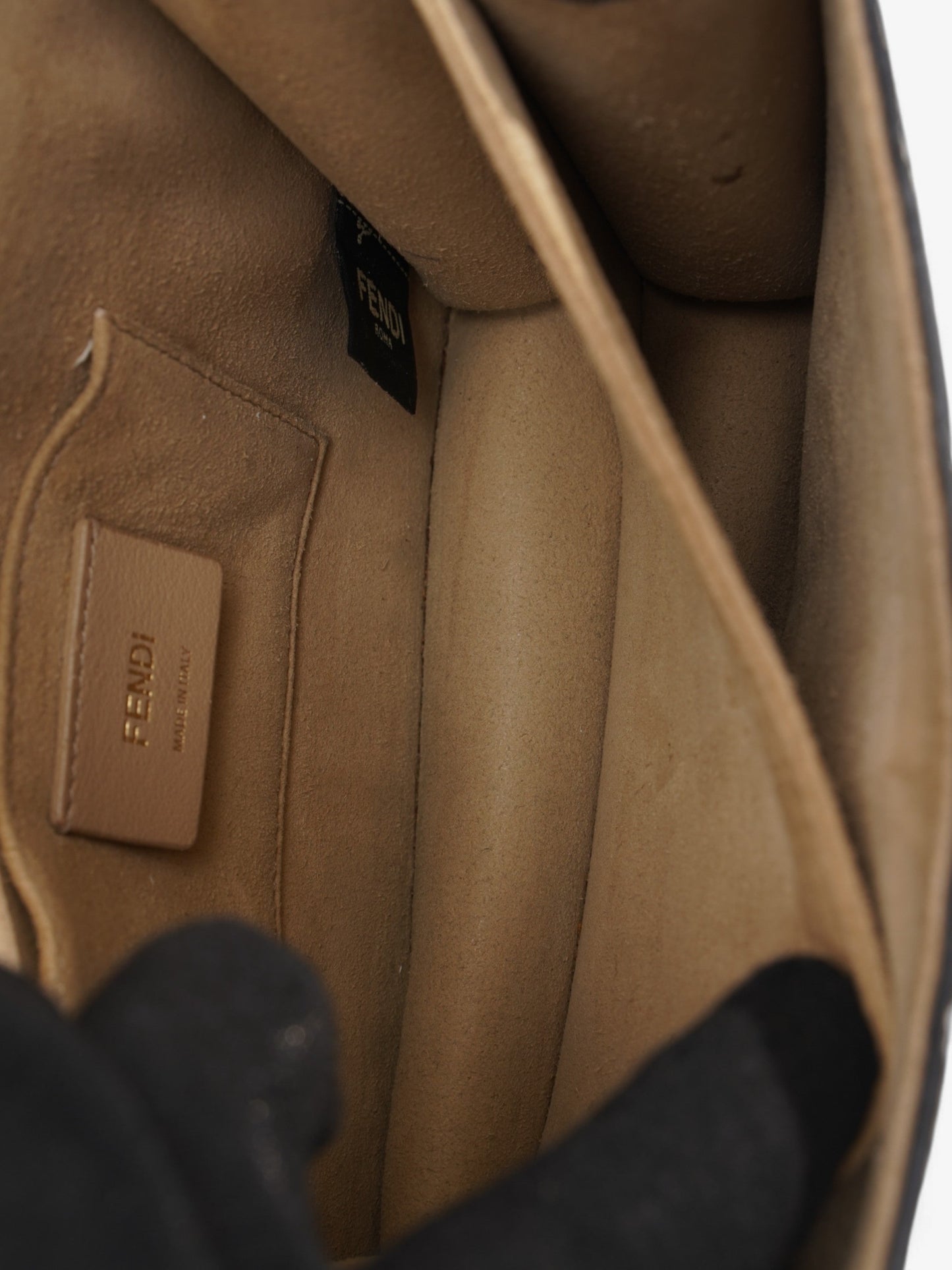 Fendi Kan U Tobacco / Zucca Embossed Leather Small