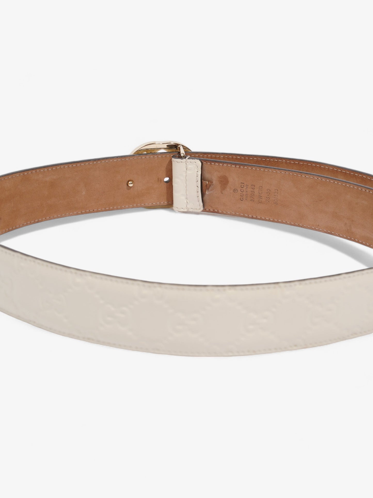 Gucci Interlocking G Belt White Leather 75cm 30"