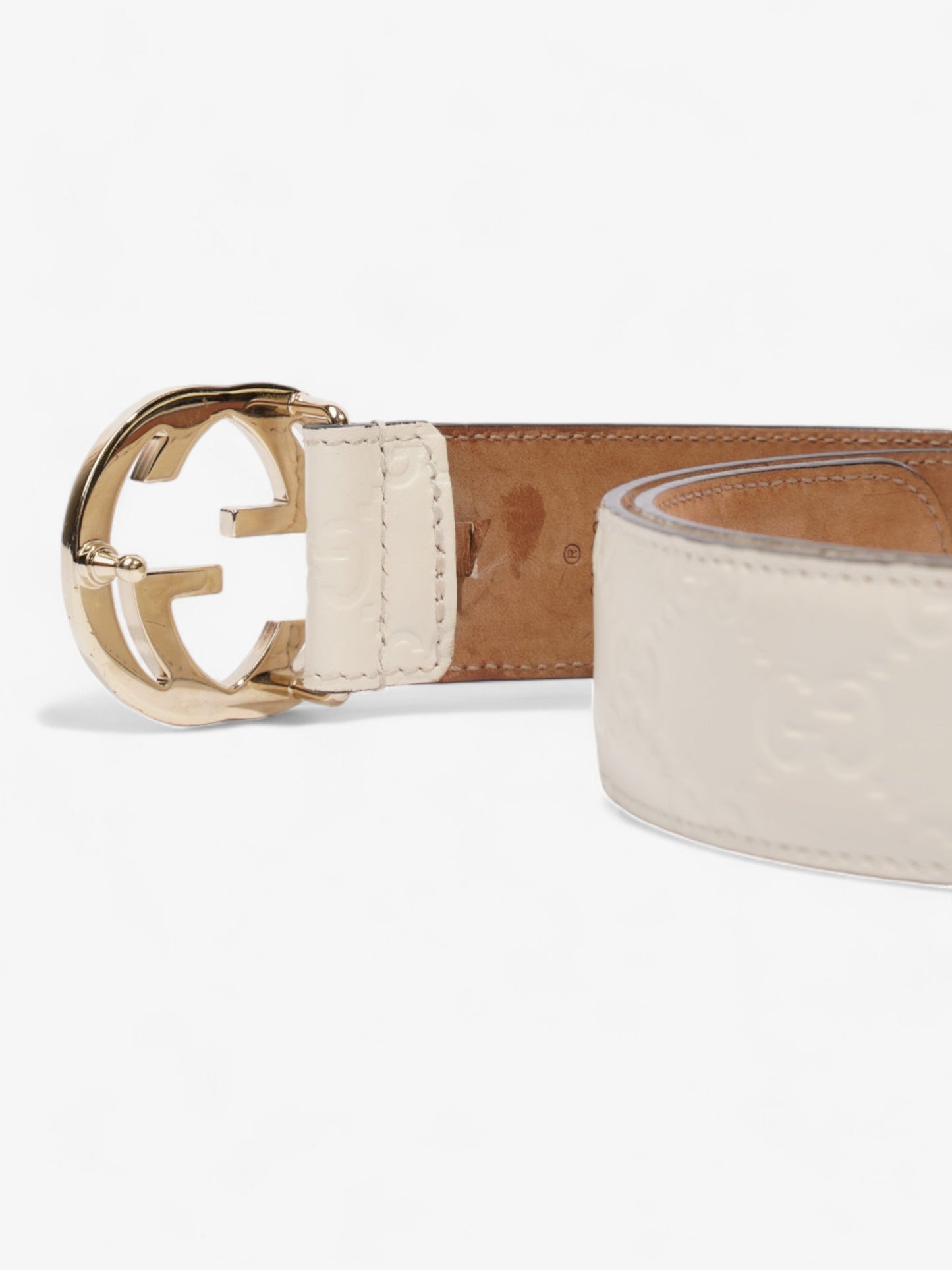 Gucci Interlocking G Belt White Leather 75cm 30"