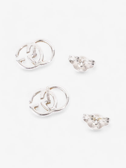 Gucci GG Marmont Stud Earrings White White Gold