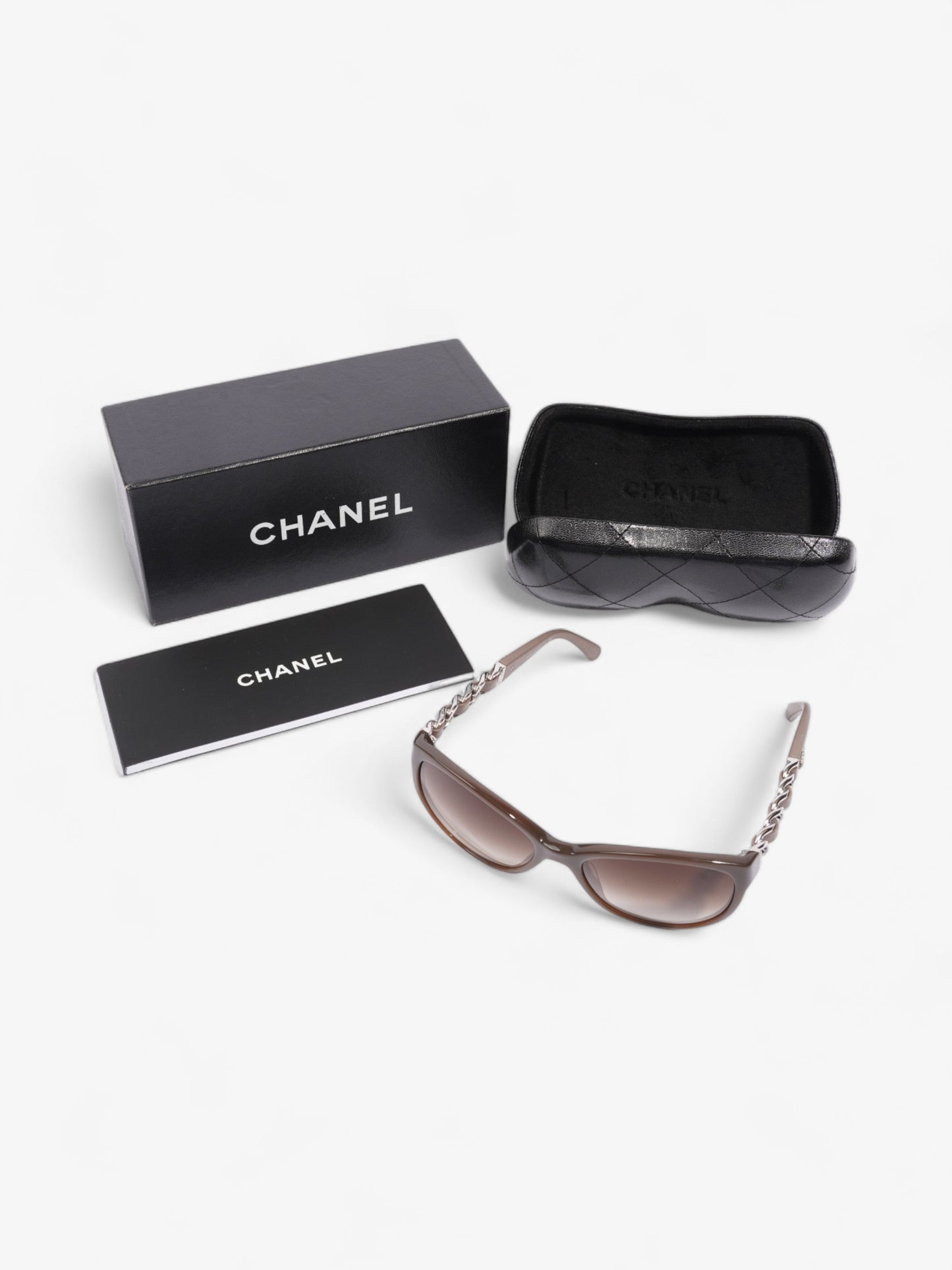 Chanel Chain Sunglasses Dusty Pink / Brown Acetate 135mm