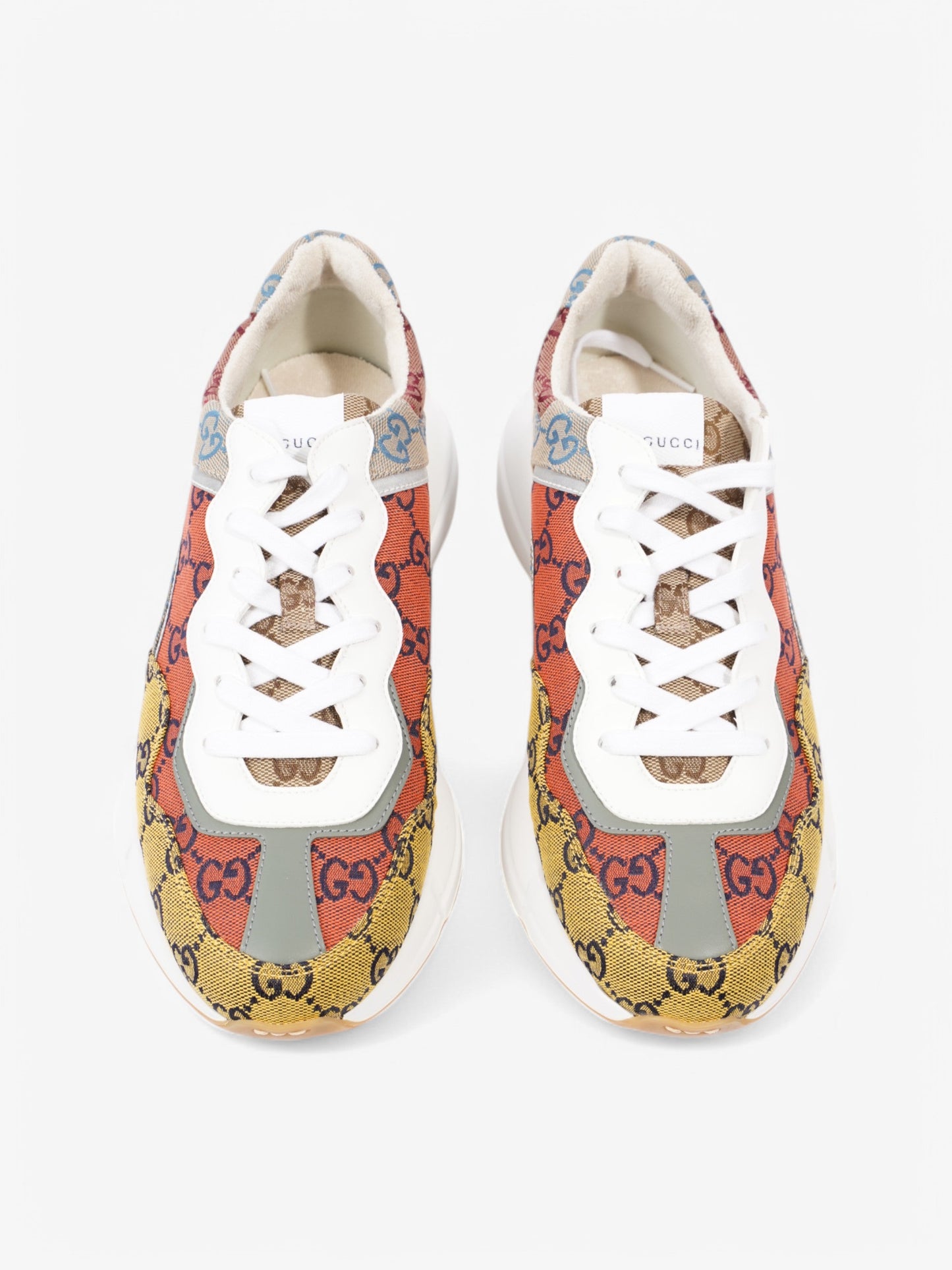 Gucci Rhyton Sneakers Orange / Yellow / White Canvas EU 42 UK 8