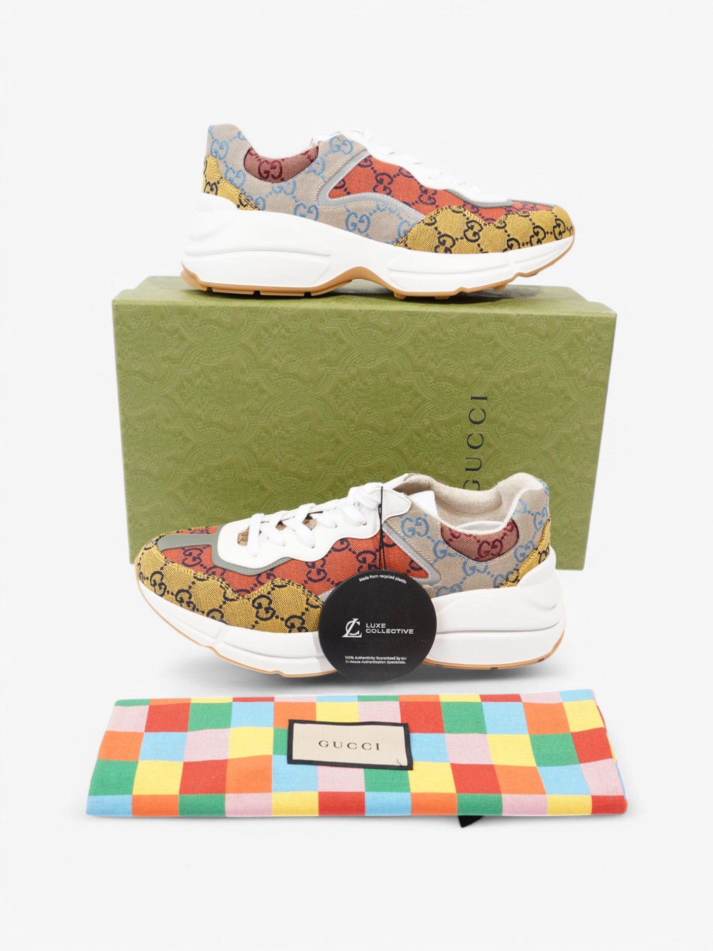 Gucci Rhyton Sneakers Orange / Yellow / White Canvas EU 42 UK 8