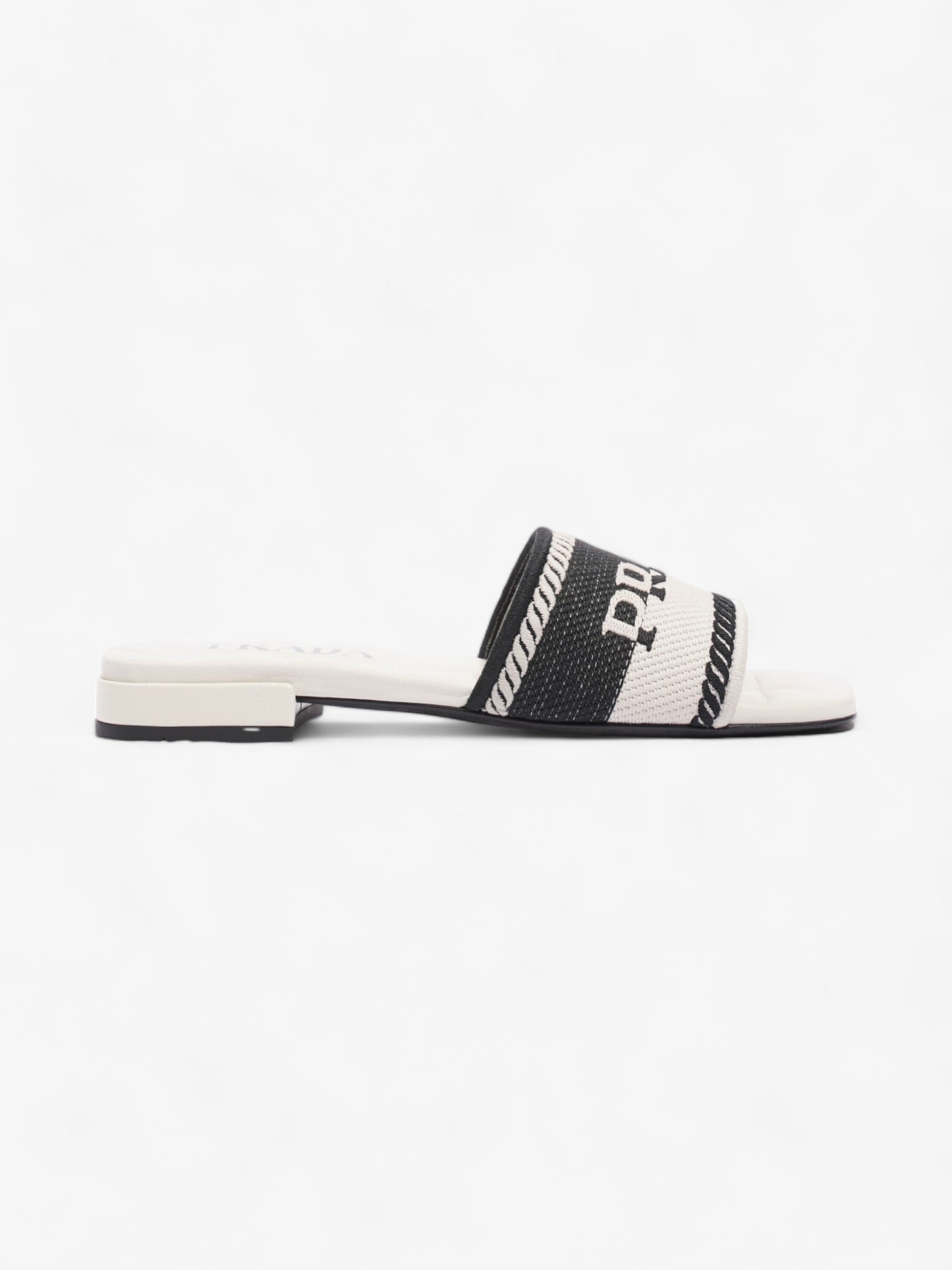 Prada Logo Two-Colour Slider White / Black Fabric EU 36 UK 3