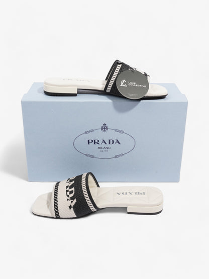 Prada Logo Two-Colour Slider White / Black Fabric EU 36 UK 3
