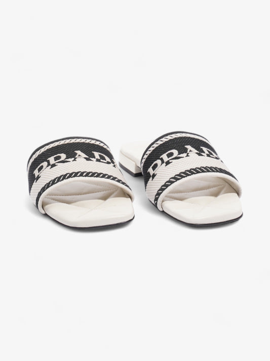 Prada Logo Two-Colour Slider White / Black Fabric EU 36 UK 3