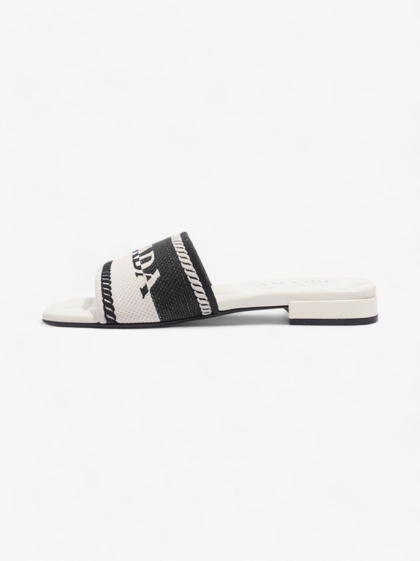 Prada Logo Two-Colour Slider White / Black Fabric EU 36 UK 3