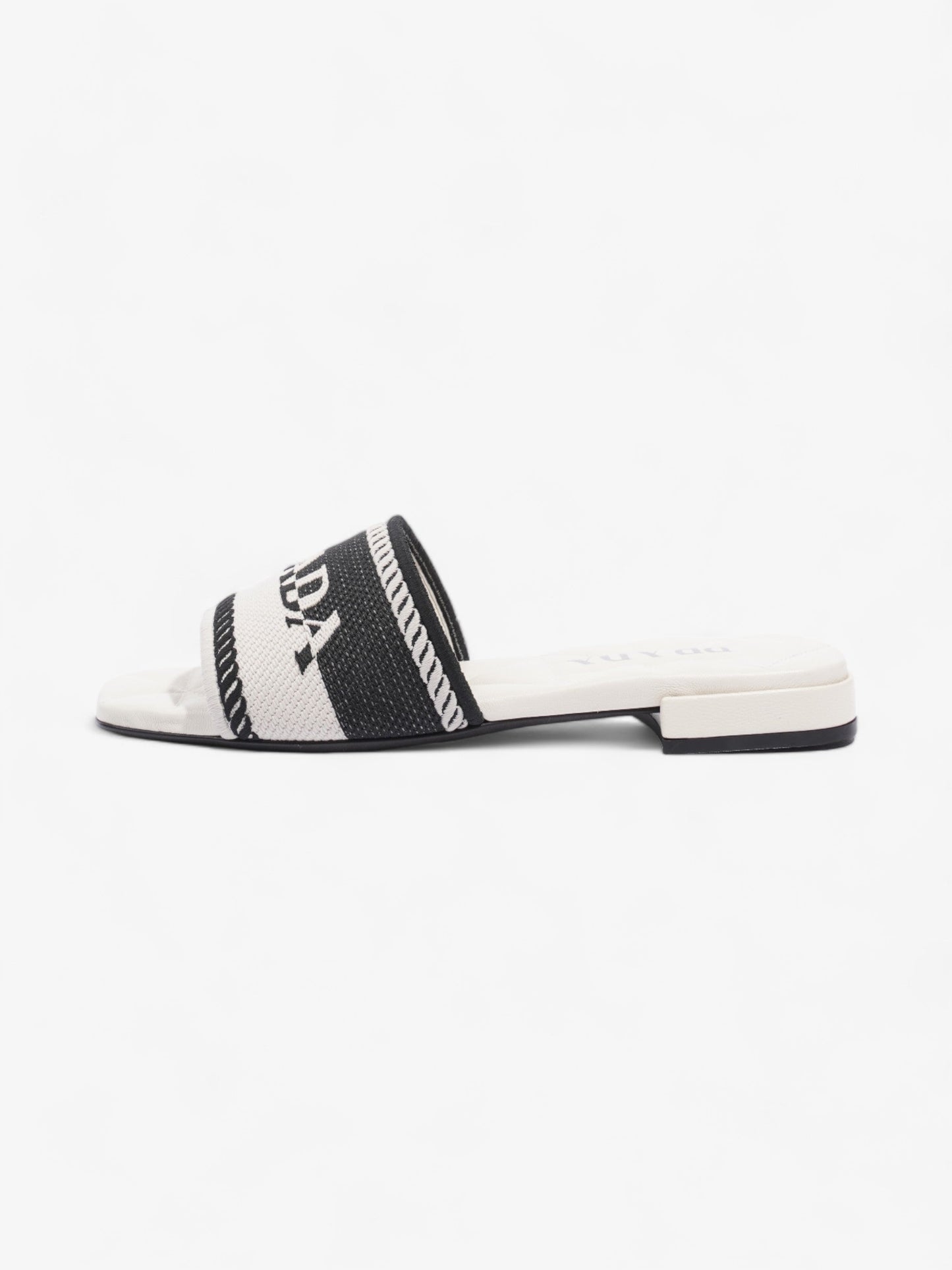 Prada Logo Two-Colour Slider White / Black Fabric EU 36 UK 3