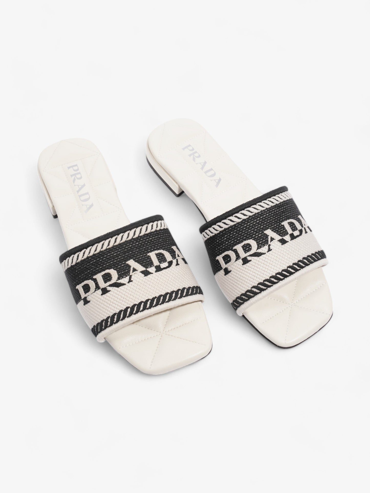 Prada Logo Two-Colour Slider White / Black Fabric EU 36 UK 3