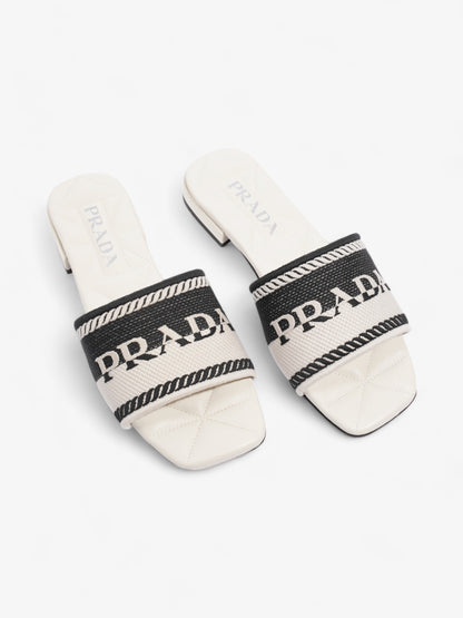 Prada Logo Two-Colour Slider White / Black Fabric EU 36 UK 3