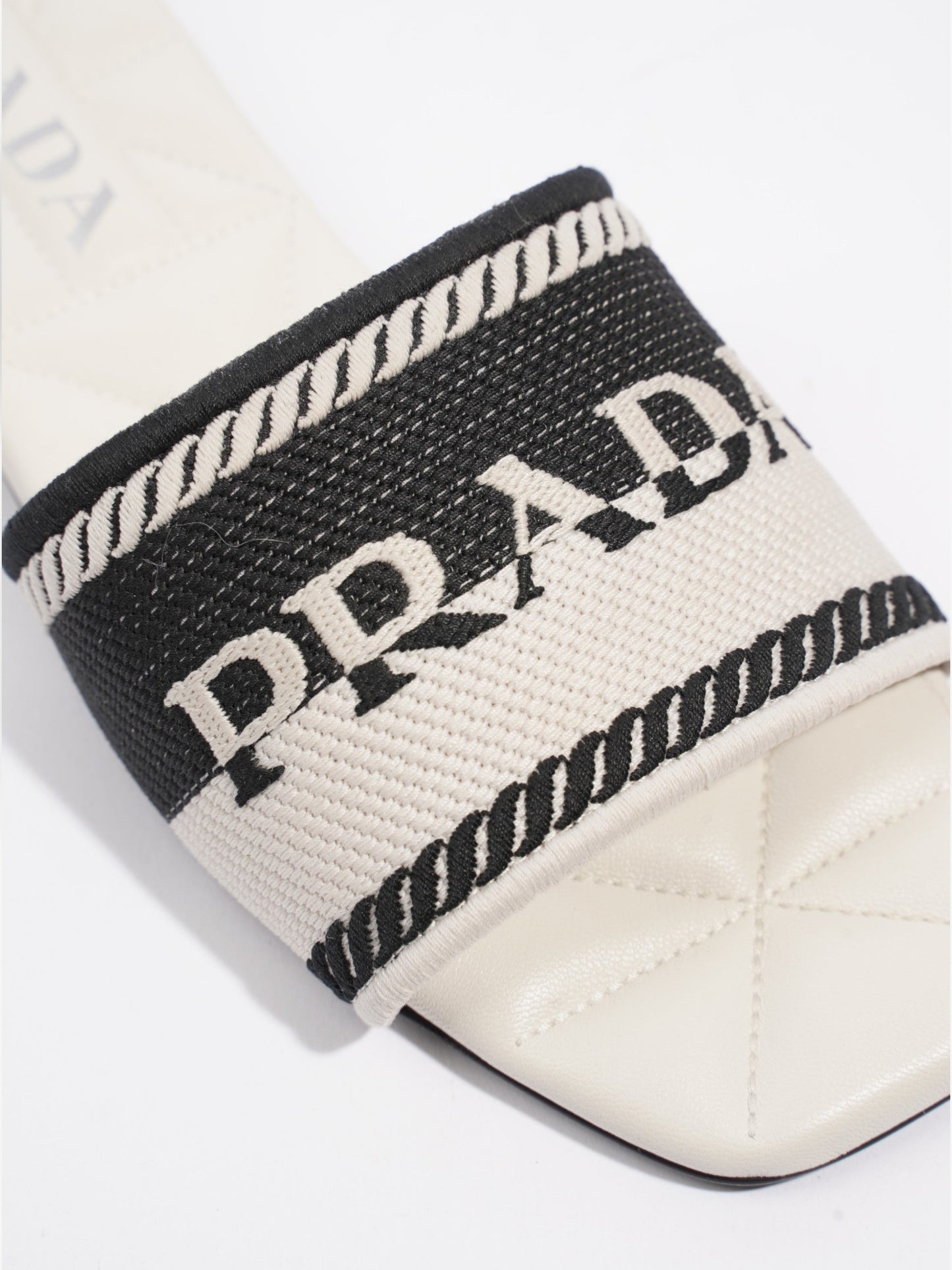 Prada Logo Two-Colour Slider White / Black Fabric EU 36 UK 3