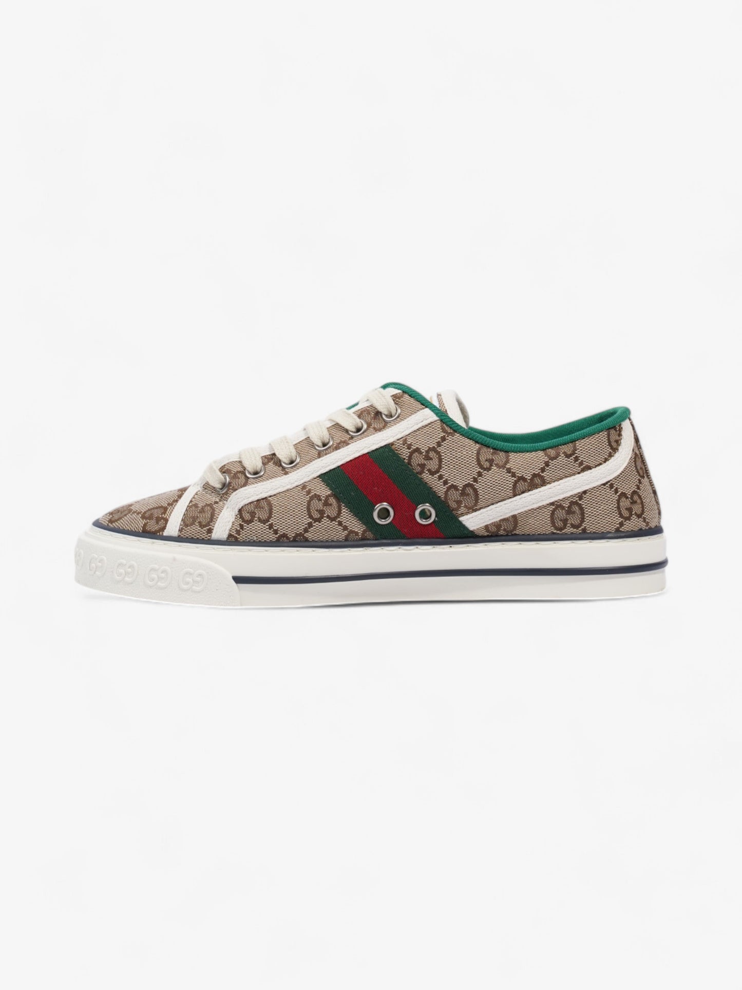 Gucci GG Tennis 1977 Sneakers Beige  / White / Green Canvas EU 38 UK 5