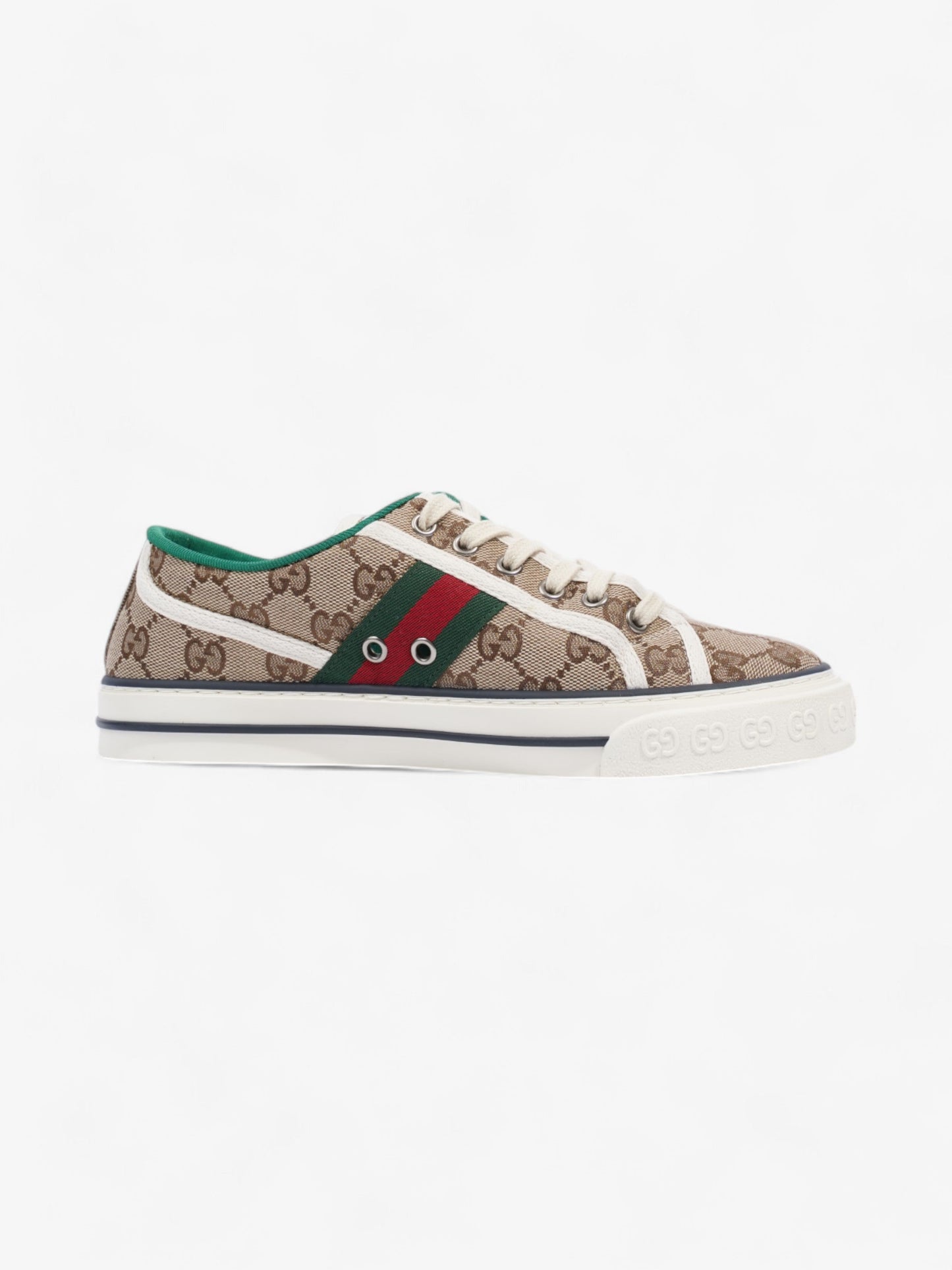 Gucci GG Tennis 1977 Sneakers Beige  / White / Green Canvas EU 38 UK 5