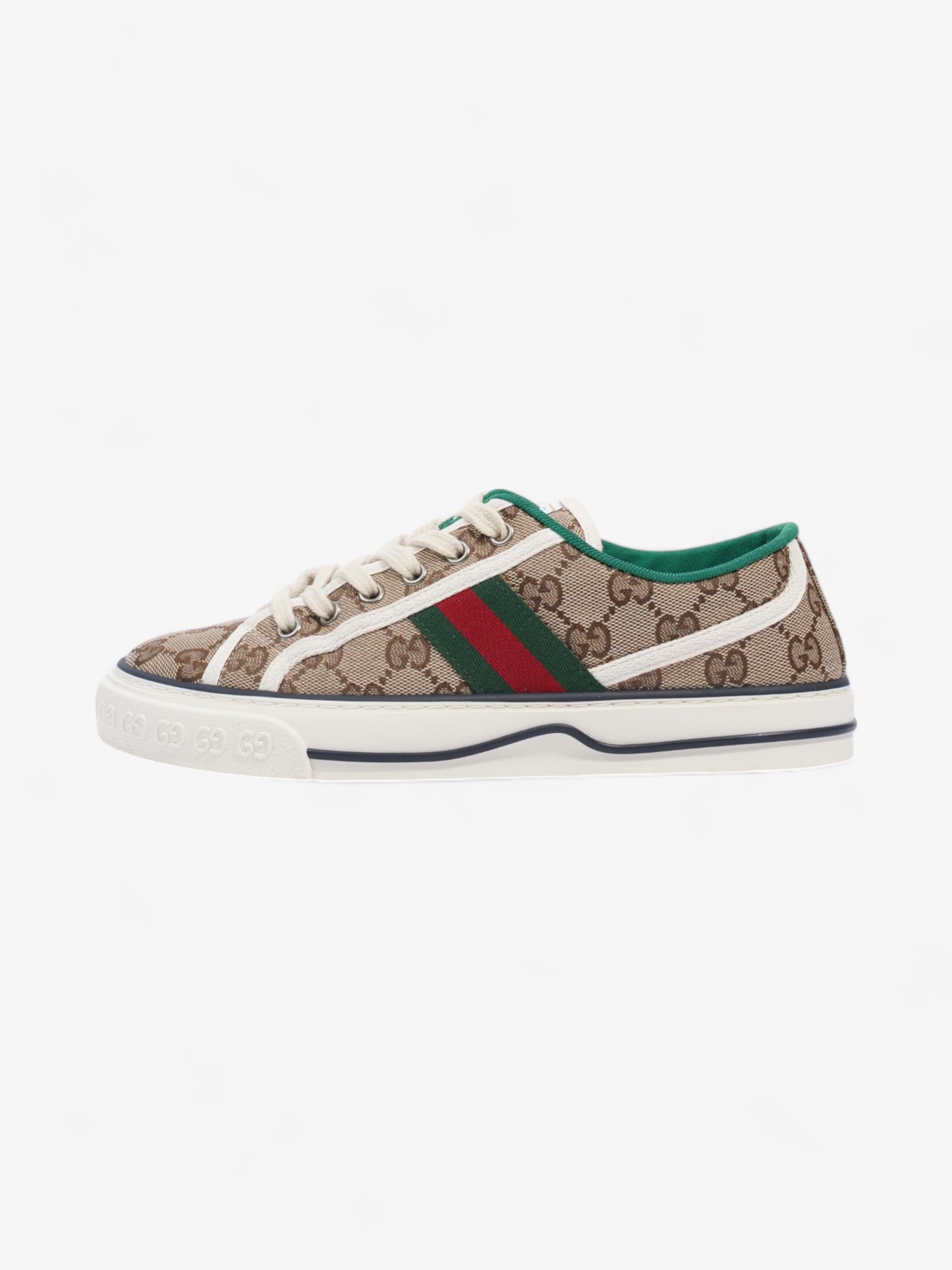 Gucci GG Tennis 1977 Sneakers Beige  / White / Green Canvas EU 38 UK 5