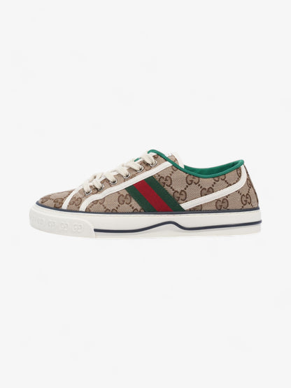 Gucci GG Tennis 1977 Sneakers Beige  / White / Green Canvas EU 38 UK 5