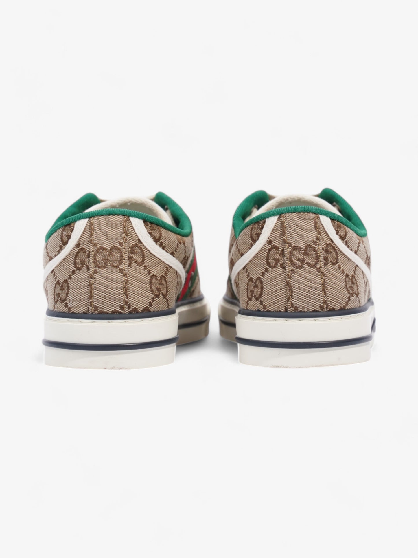 Gucci GG Tennis 1977 Sneakers Beige  / White / Green Canvas EU 38 UK 5
