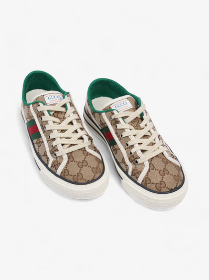 Gucci GG Tennis 1977 Sneakers Beige  / White / Green Canvas EU 38 UK 5