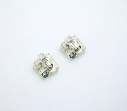 Chanel Vintage 05A Rhinestone Acrylic Transparent Square Earrings