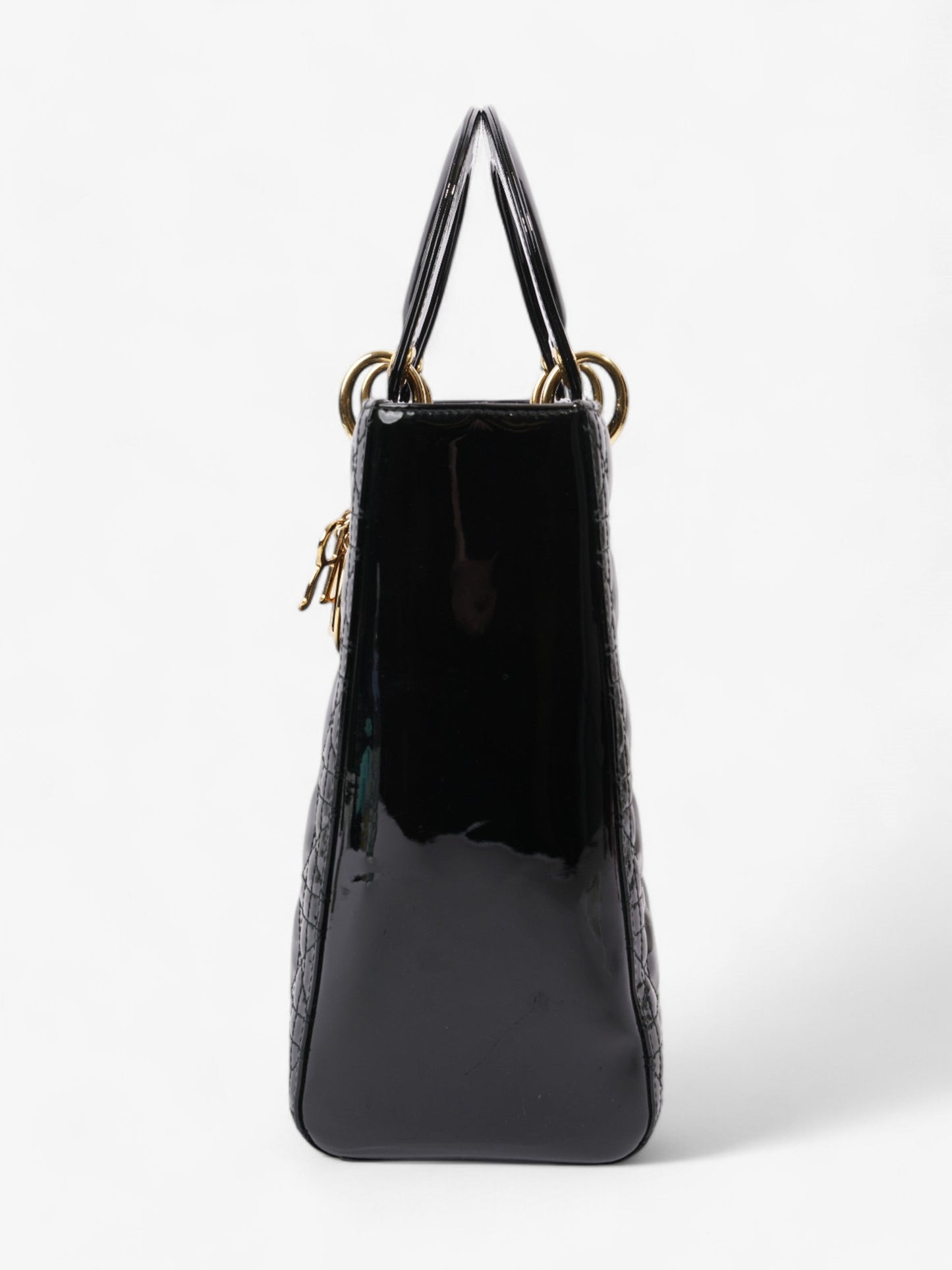 Christian Dior Lady Dior Black Patent Leather Large