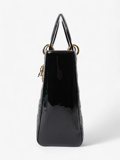 Christian Dior Lady Dior Black Patent Leather Large