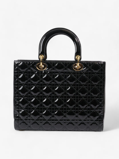 Christian Dior Lady Dior Black Patent Leather Large
