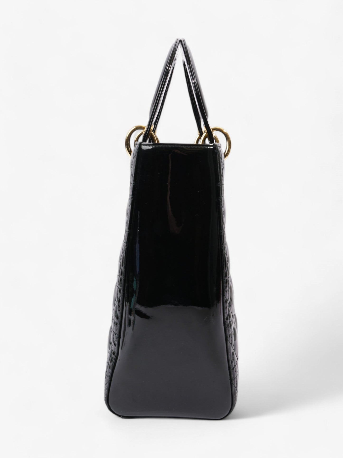 Christian Dior Lady Dior Black Patent Leather Large