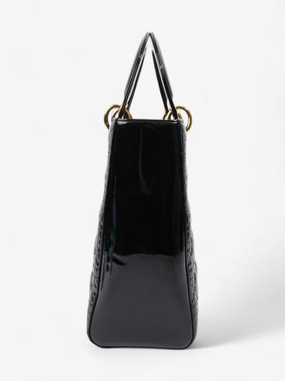 Christian Dior Lady Dior Black Patent Leather Large