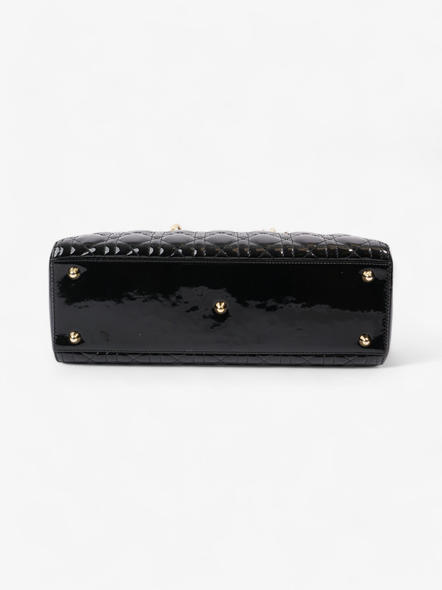 Christian Dior Lady Dior Black Patent Leather Large
