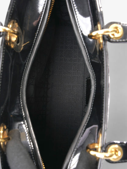 Christian Dior Lady Dior Black Patent Leather Large