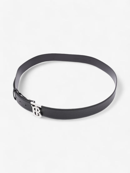 Burberry Monogram TB Belt Black / Silver Leather 110cm / 44"