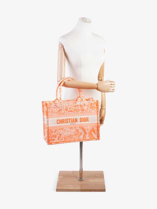 Christian Dior Book Tote Fluorescent Orange / White Mesh Medium