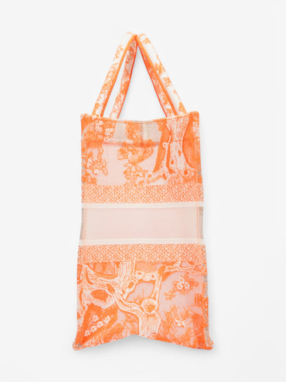 Christian Dior Book Tote Fluorescent Orange / White Mesh Medium