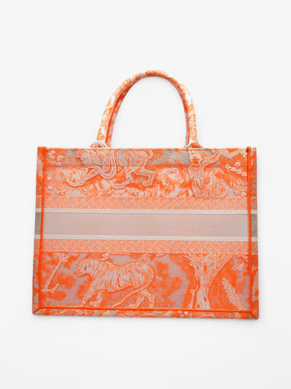 Christian Dior Book Tote Fluorescent Orange / White Mesh Medium