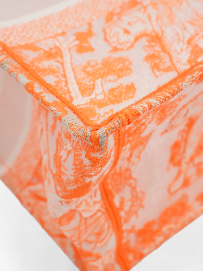 Christian Dior Book Tote Fluorescent Orange / White Mesh Medium