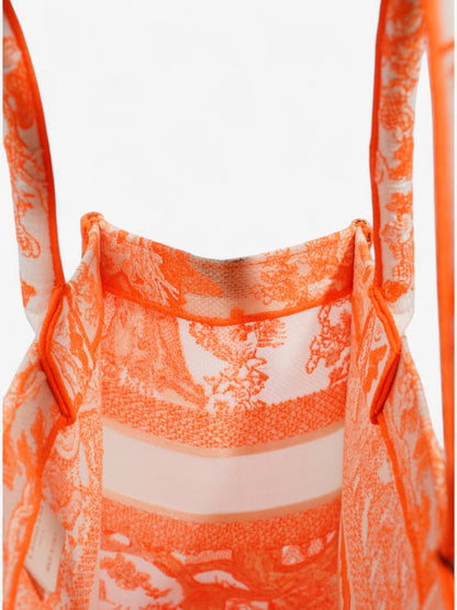 Christian Dior Book Tote Fluorescent Orange / White Mesh Medium