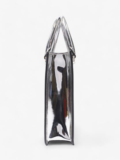 Prada Convertible Open Chain Tote Triangle Silver Leather Small
