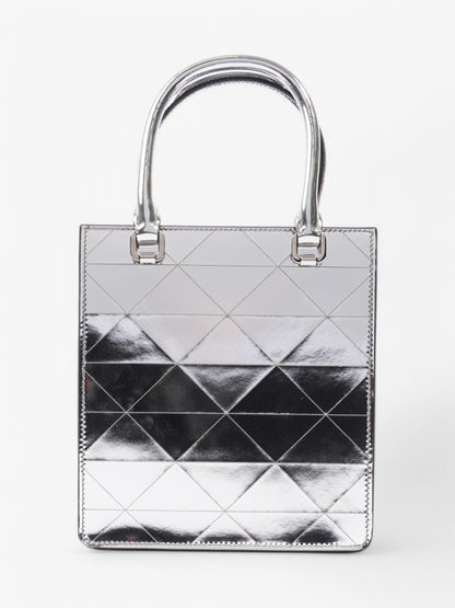 Prada Convertible Open Chain Tote Triangle Silver Leather Small