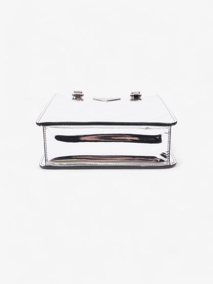 Prada Convertible Open Chain Tote Triangle Silver Leather Small